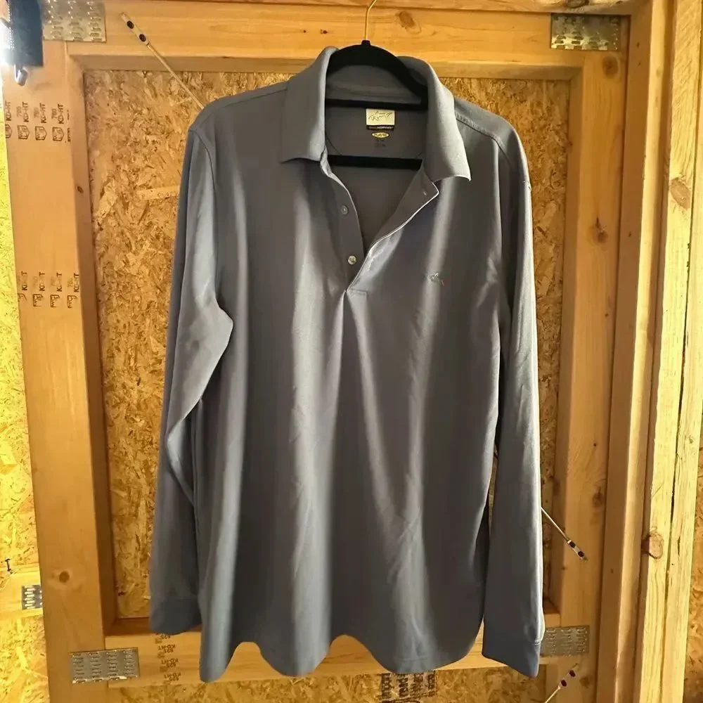 Greg Norman Collection Blue Long Sleeve Polo Shirt
